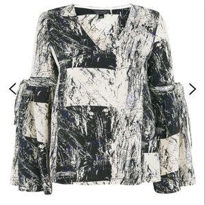 Topshop Monochrome Abstract Blouse